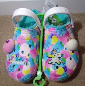 CROCS Women's 11 Disney Pixar Toy Story Fuzzy Fluffy Festival Unicorn Lined clog